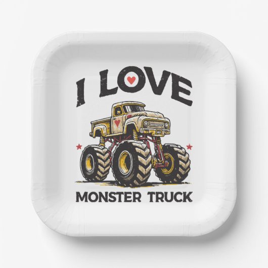 I Liebe Monster Truck Pappteller (Vorderseite)