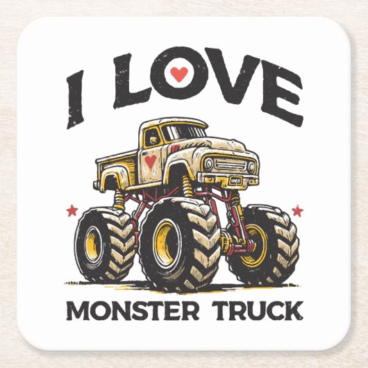 I Liebe Monster Truck Rechteckiger Pappuntersetzer (Vorderseite)