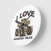 I Liebe Monster Truck Runde Wanduhr (Winkel)
