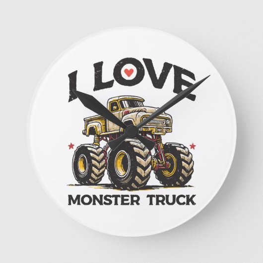 I Liebe Monster Truck Runde Wanduhr (Vorderseite)