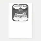 I Liebe Monster Trucks Dusche Grau Skala Post-it N Klebezettel (Vorderseite)
