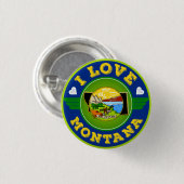 I Liebe Montana Staatsflagge und Karte Button (Vorne & Hinten)