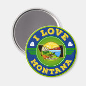 I Liebe Montana Staatsflagge und Karte Magnet (Vorderseite/Rückseite)