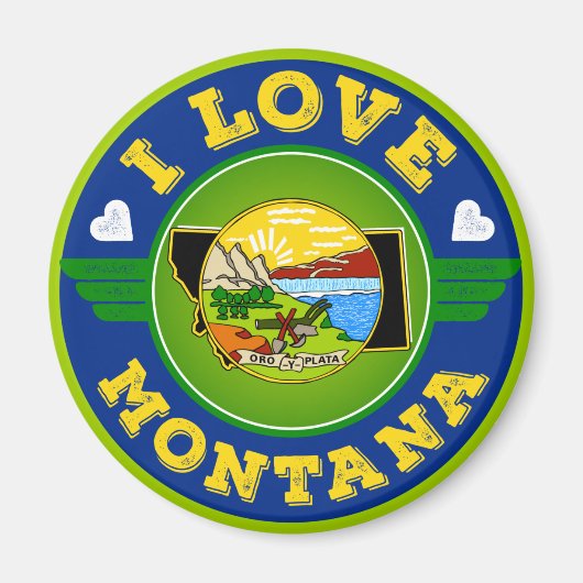 I Liebe Montana Staatsflagge und Karte Magnet (Vorne)