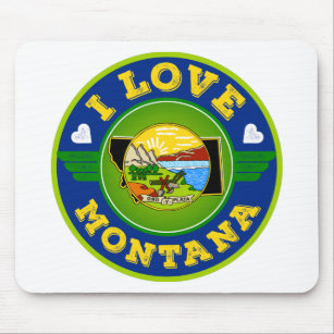 I Liebe Montana Staatsflagge und Karte Mousepad