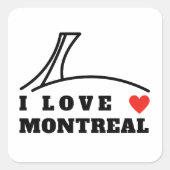 I Liebe Montreal Quadratischer Aufkleber (Vorderseite)