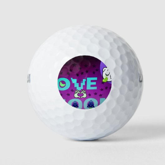 "I Liebe Moon" - Ein skurriler Kunstentwurf Golfball (Vorderseite)
