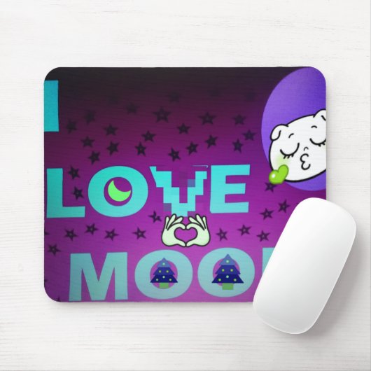 "I Liebe Moon" - Ein skurriler Kunstentwurf Mousepad (Mit Mouse)
