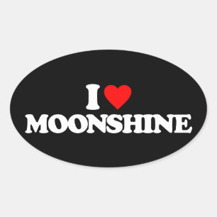 I LIEBE MOONSHINE OVALER AUFKLEBER