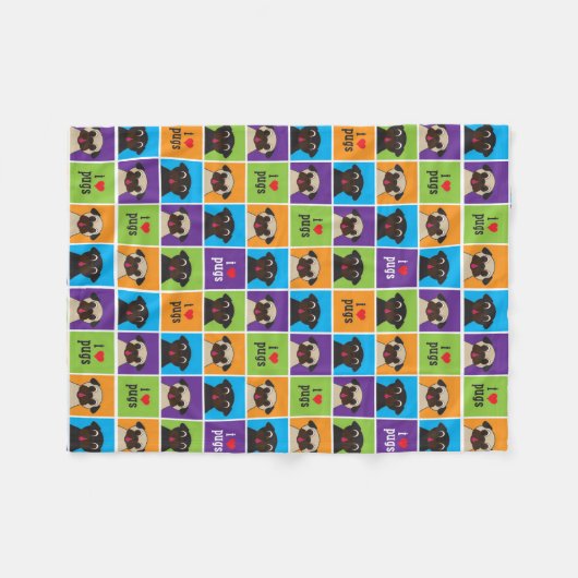 I Liebe-Mops-Fleecethrow-Decke Fleecedecke (Vorderseite (Horizontal))