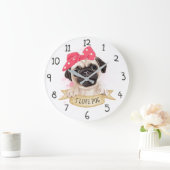 I LIEBE MOPS GROßE WANDUHR (Zuhause)
