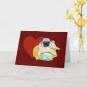 I Liebe Mops Grußkarte Karte (Gelbe Blume)