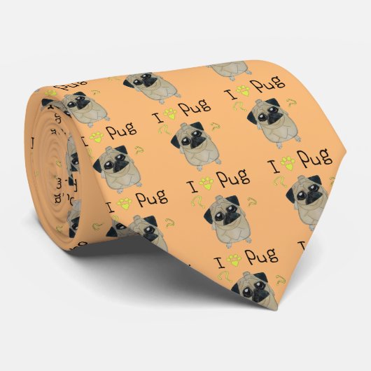 I LIEBE MOPS KRAWATTE (Gerollt)