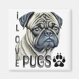 I LIEBE MOPS | Niedliche Hundebesitzer Magnet
