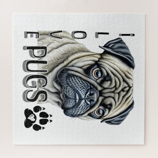 I LIEBE MOPS | Niedliche Hundebesitzer Puzzle (Horizontal)