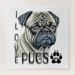 I LIEBE MOPS   Niedliche Hundebesitzer Puzzle