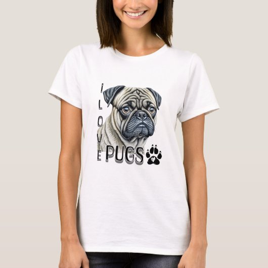 I LIEBE MOPS | Niedliche Hundebesitzer T-Shirt (Vorderseite)