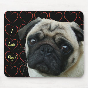 I Liebe-Möpse mit Herzen Mousepad