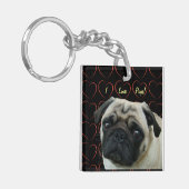 I Liebe-Möpse mit Herzen Schlüsselanhänger (Vorderseite links)