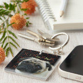 I Liebe-Möpse mit Herzen Schlüsselanhänger (Vorderseite rechts)