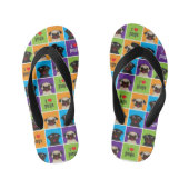I Liebe Möpsen Farbquadrate Kinderbadesandalen (Fußbett)