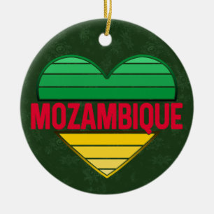 I. Liebe Mosambik, Mosambikanisches Herz Keramik Ornament