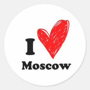 I Liebe Moskau Runder Aufkleber