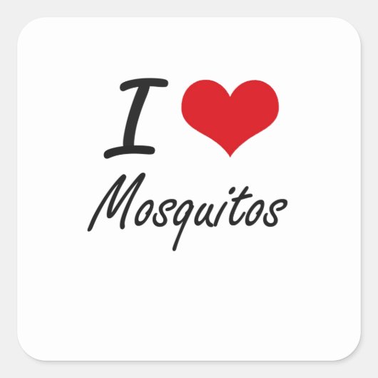I Liebe Moskitos Quadratischer Aufkleber (Vorderseite)