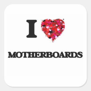 I Liebe-Motherboards Quadratischer Aufkleber