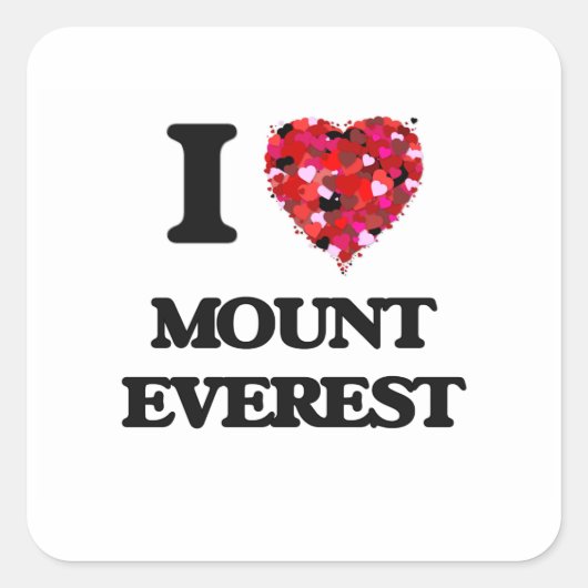 I Liebe Mount Everest Quadratischer Aufkleber (Vorderseite)