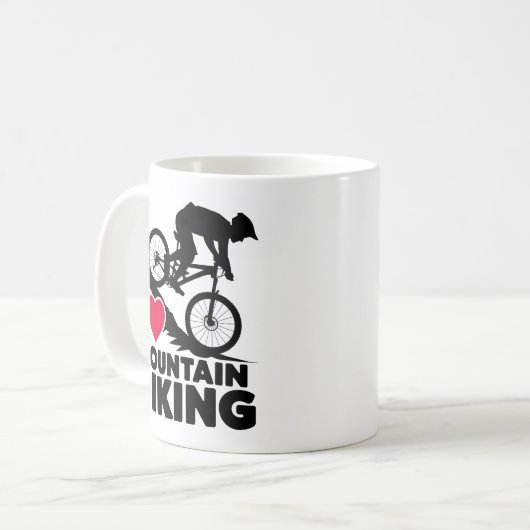 I Liebe Mountainbiking Silhouette Design Kaffeetasse (Vorderseite Links)