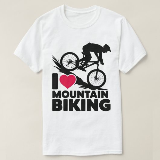 I Liebe Mountainbiking Silhouette Design T-Shirt (Design vorne)