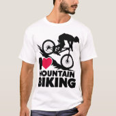 I Liebe Mountainbiking Silhouette Design T-Shirt (Vorderseite)