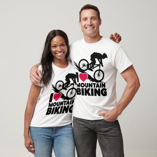 I Liebe Mountainbiking Silhouette Design T-Shirt (Unisex)