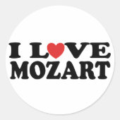 I Liebe Mozart Runder Aufkleber (Vorderseite)