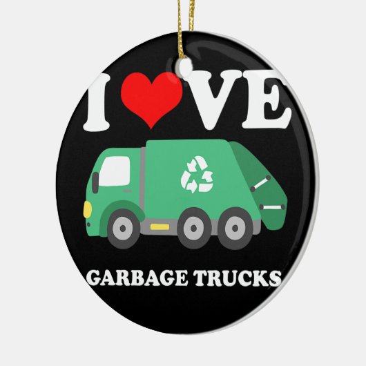 I Liebe Mülltransporter Keramik Ornament (Links)