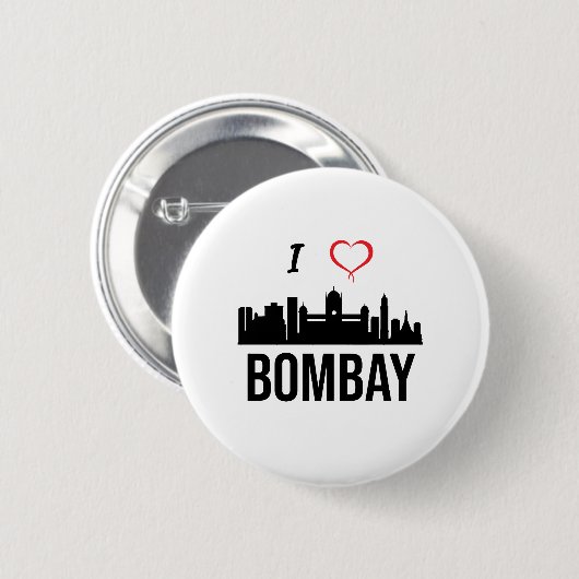 I Liebe Mumbai oder Bombay Indien Button (Vorne & Hinten)