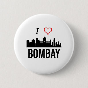 I Liebe Mumbai oder Bombay Indien Button