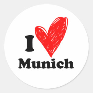 I Liebe München Runder Aufkleber