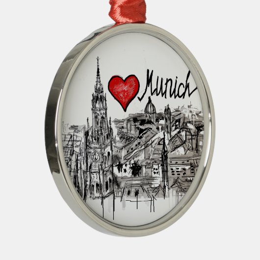 I Liebe München Silbernes Ornament (Rechts)