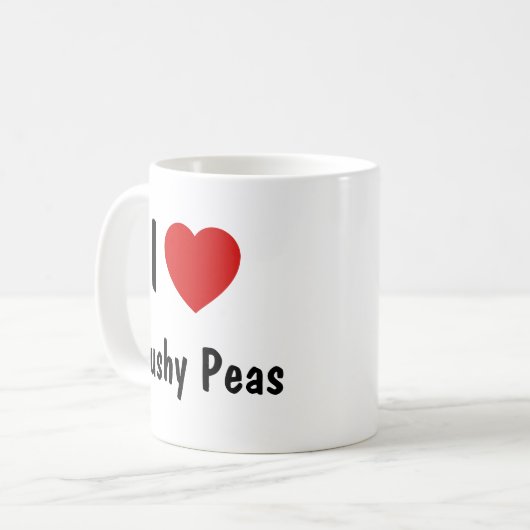 I Liebe Mushy Peas Kaffeetasse (Vorderseite Links)