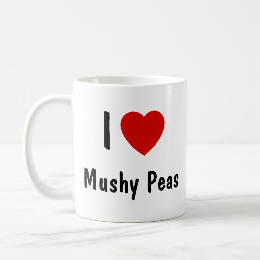 I Liebe Mushy Peas Kaffeetasse (Links)