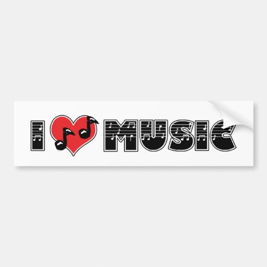 I Liebe Music Autoaufkleber (Vorne)