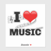 I Liebe Music, beliebter Design Sticker (Blatt)