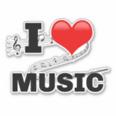 I Liebe Music, beliebter Design Sticker (Vorderseite)