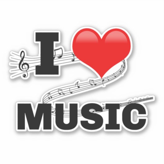 I Liebe Music, beliebter Design Sticker (Vorderseite)