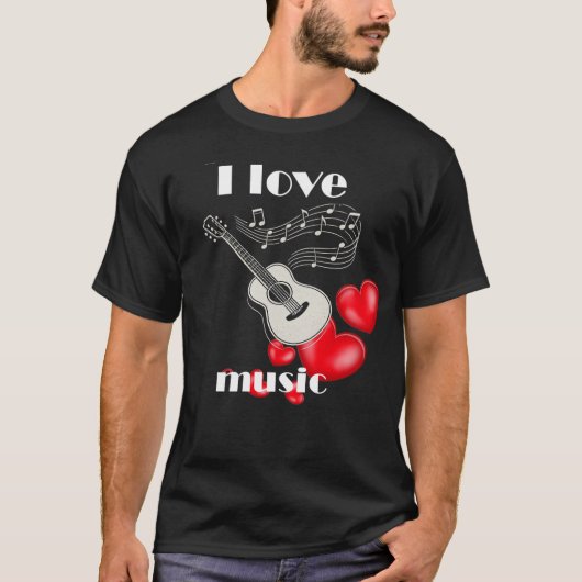 I Liebe Music - Gitarre & Herz T-Shirt (Vorderseite)