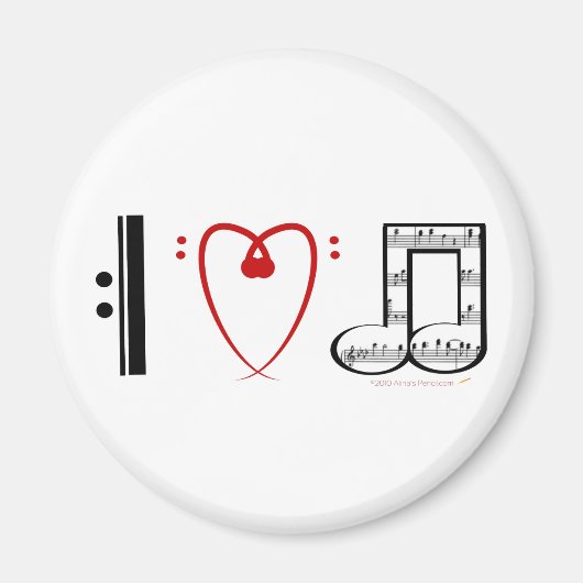 I Liebe Music (I Herznotizen) Magnet (Vorne)