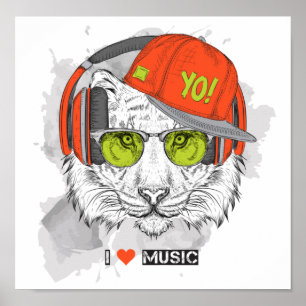 I Liebe Music Lion Poster