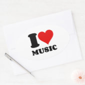 I Liebe Music Ovaler Aufkleber (Umschlag)